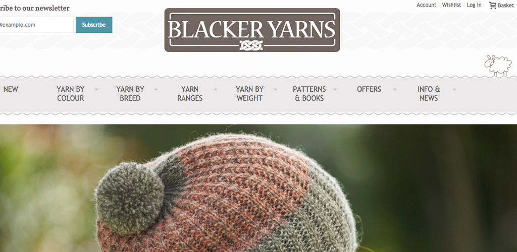 Blacker Yarns website homepage