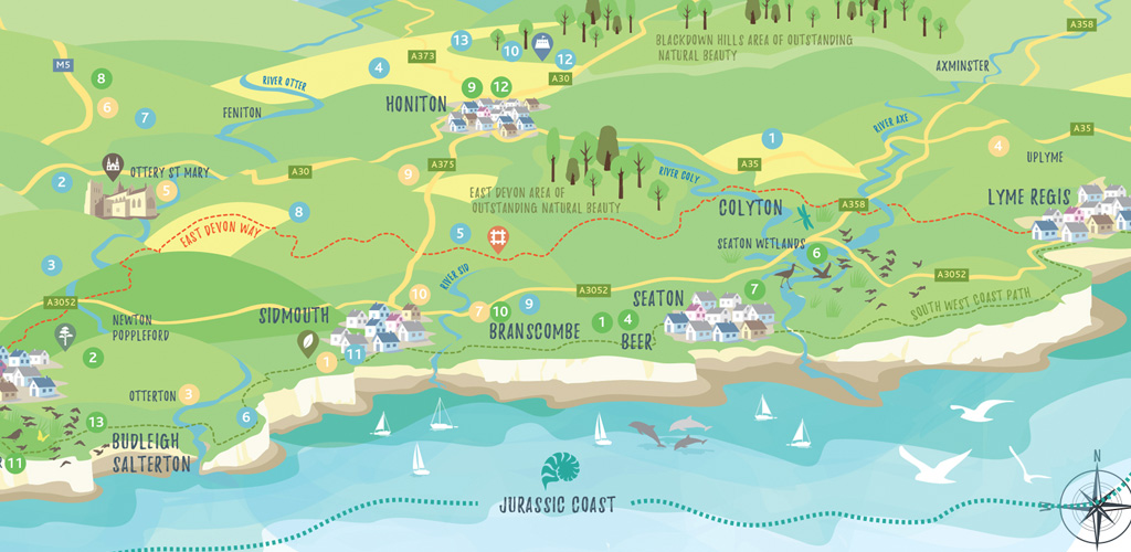 Map illustration and design for East Devon Excellence