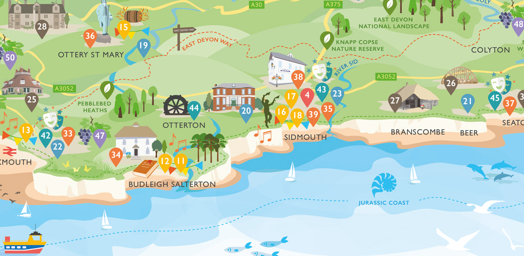 East Devon District Council Map-1024x500 Illustrated map of East Devon for East Devon District Council