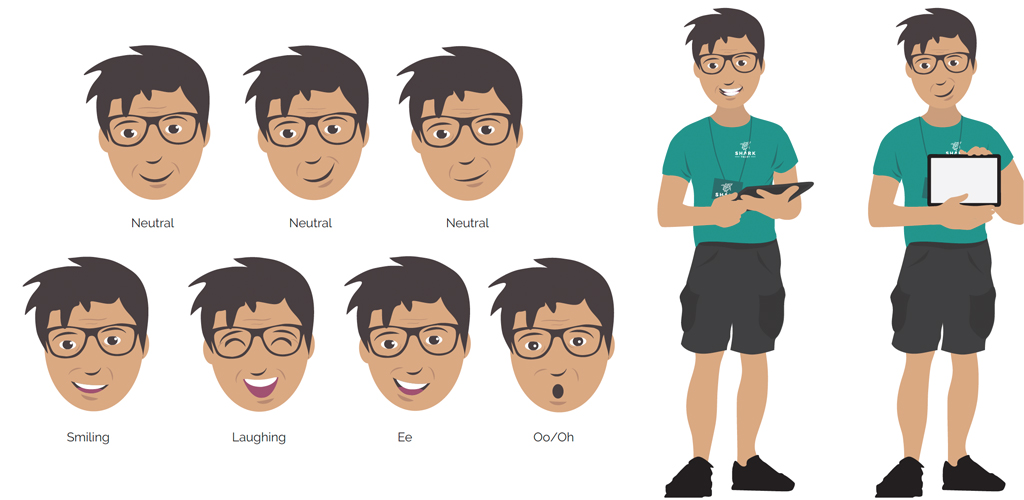 Facial expressions of the illustrated main character